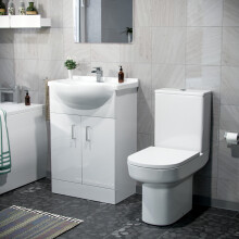 Dyon 550mm Freestanding Vanity Basin Unit & Close Coupled Toilet White