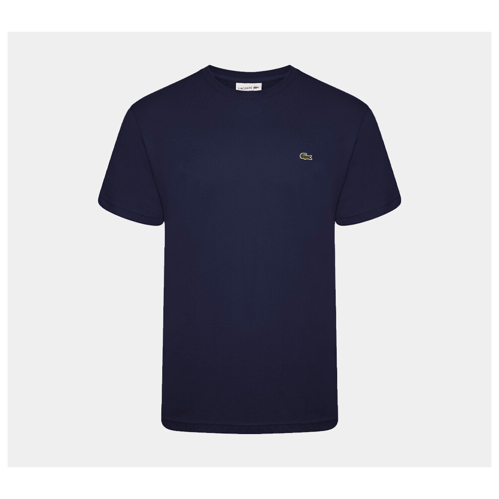 (Navy Blue, M) Lacoste Crew Neck Cotton Jersey T-shirts S-3XL