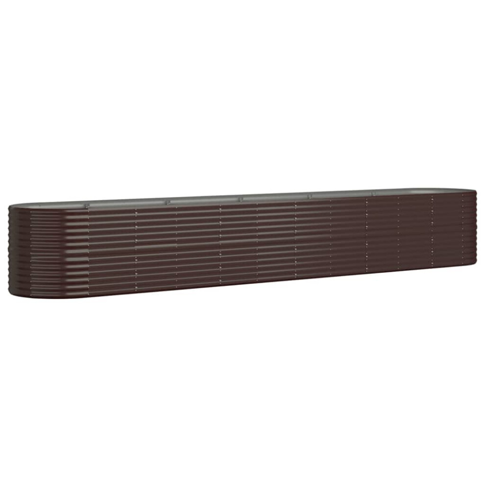 Vidaxl Brown (, 440 X 80 X 68 Cm) Garden Planter Patio Flower Pot Raised Garden Bed Powder-Coated Steel