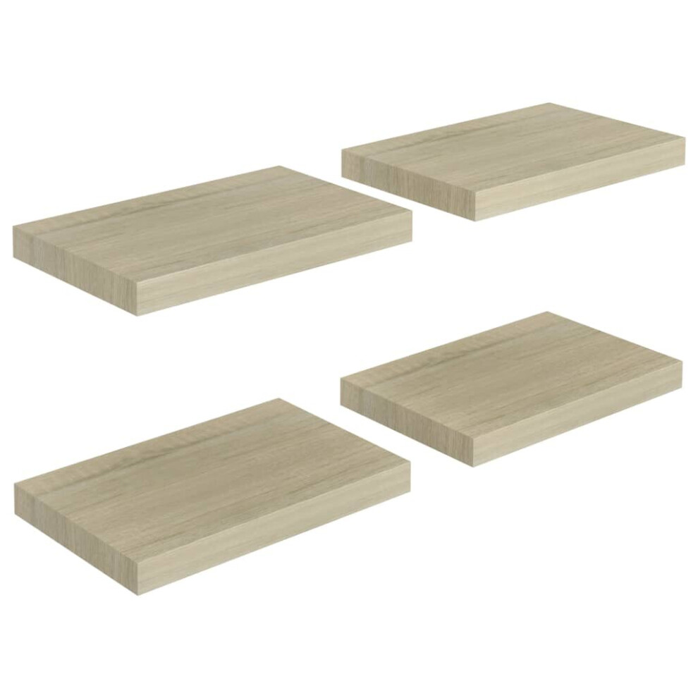 Vidaxl 4X Floating Wall Shelves Oak 40X23x3.8 Cm Mdf Display Bookcase Ledge