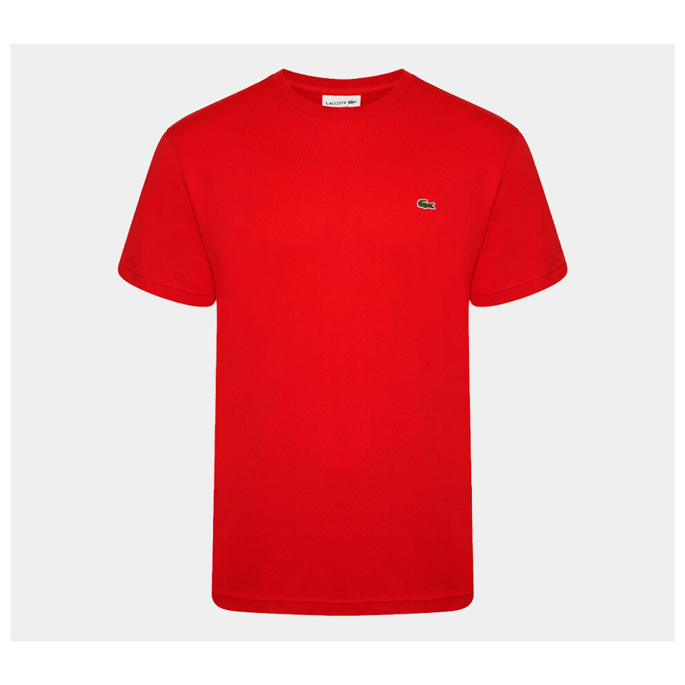 (Red, M) Lacoste Crew Neck Cotton Jersey T-shirts S-3XL