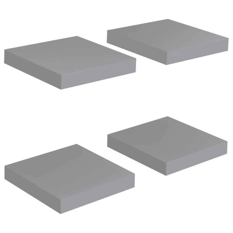 vidaXL 4x Floating Wall Shelves Grey MDF Display Ledge Hanging CD Rack Board