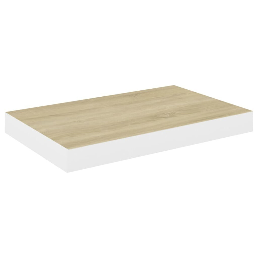 Vidaxl Floating Wall Shelf Oak And White Mdf Home Bookcase Wall Board Cd Rack 8720286416716