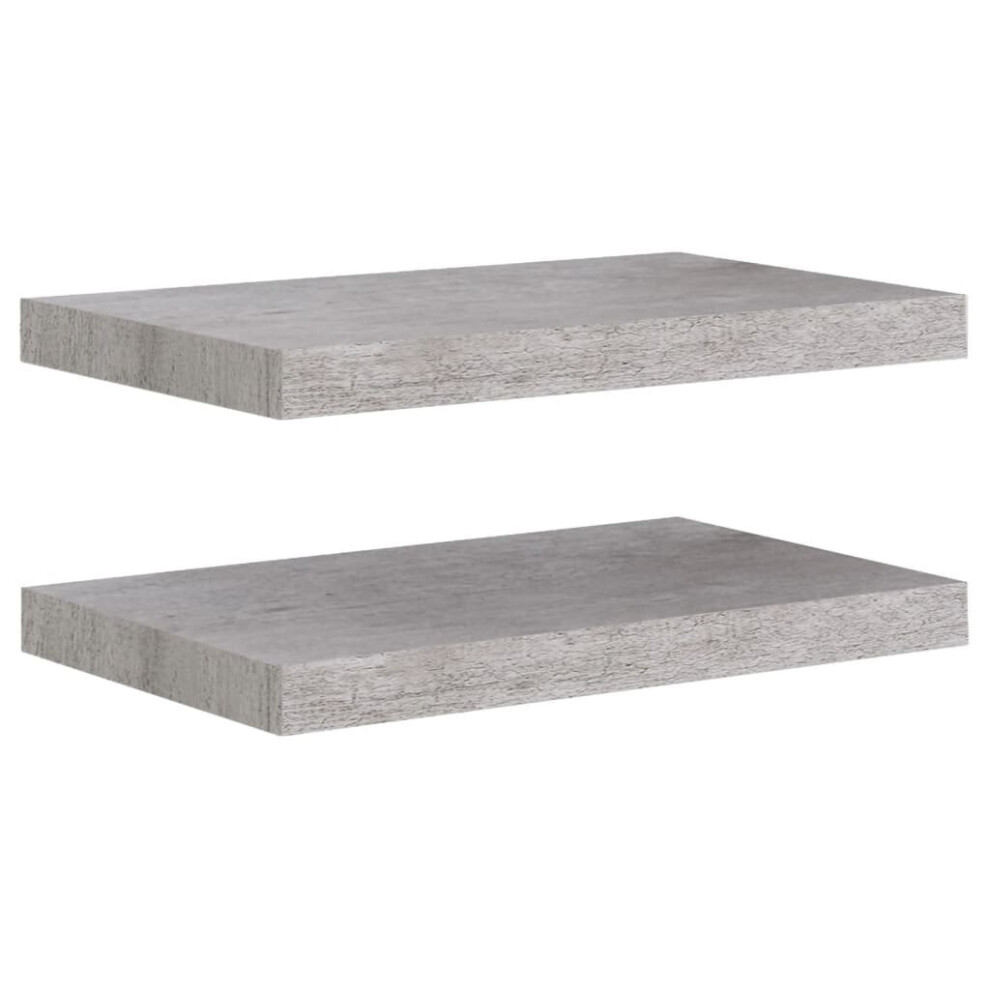 Vidaxl 2X Floating Wall Shelves Concrete Grey Mdf Bookcase Wall Board Cd Rack