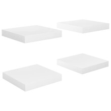 vidaXL 4x Floating Wall Shelves - High Gloss White MDF, Invisible Mounting System, 23x23.5x3.8 cm, 5 kg Each (Code 323741)