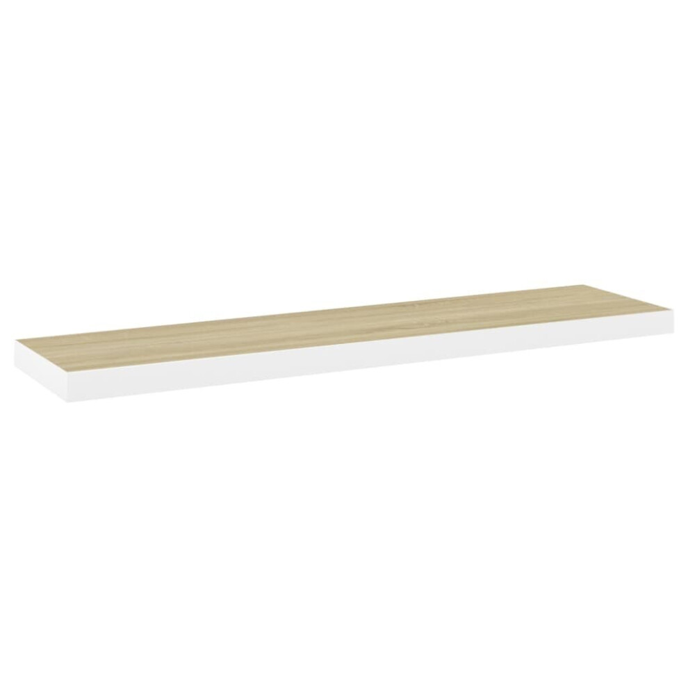 vidaXL Floating Wall Shelf Oak and White MDF Wall Ledge Hanging Shelf CD Rack