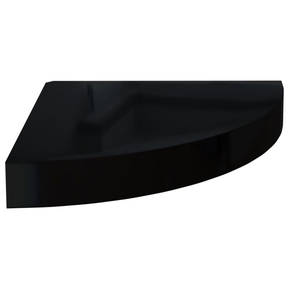 vidaXL Floating Corner Shelf High Gloss Black 25x25x3.8 cm MDF Hanging Rack