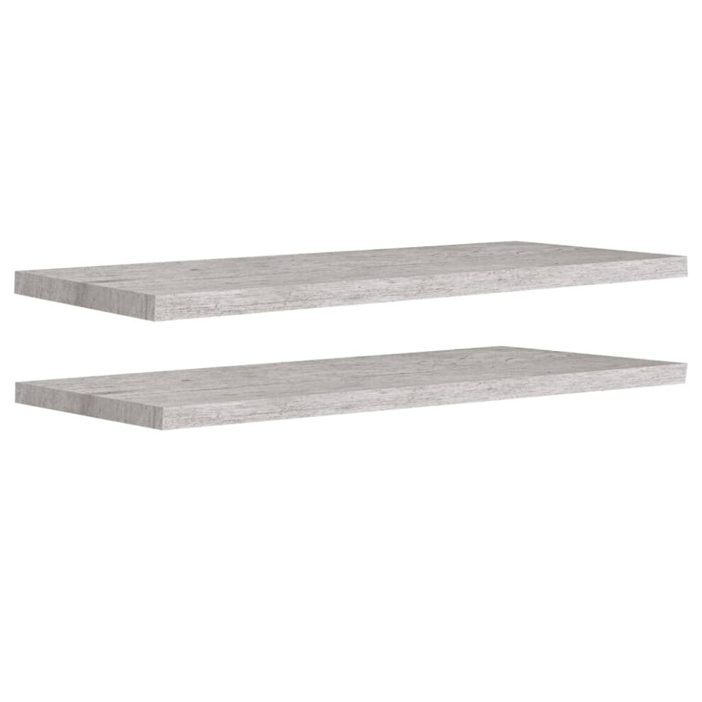 Vidaxl 2X Floating Wall Shelves Concrete Mdf Wall Ledge Hanging Shelf Grey