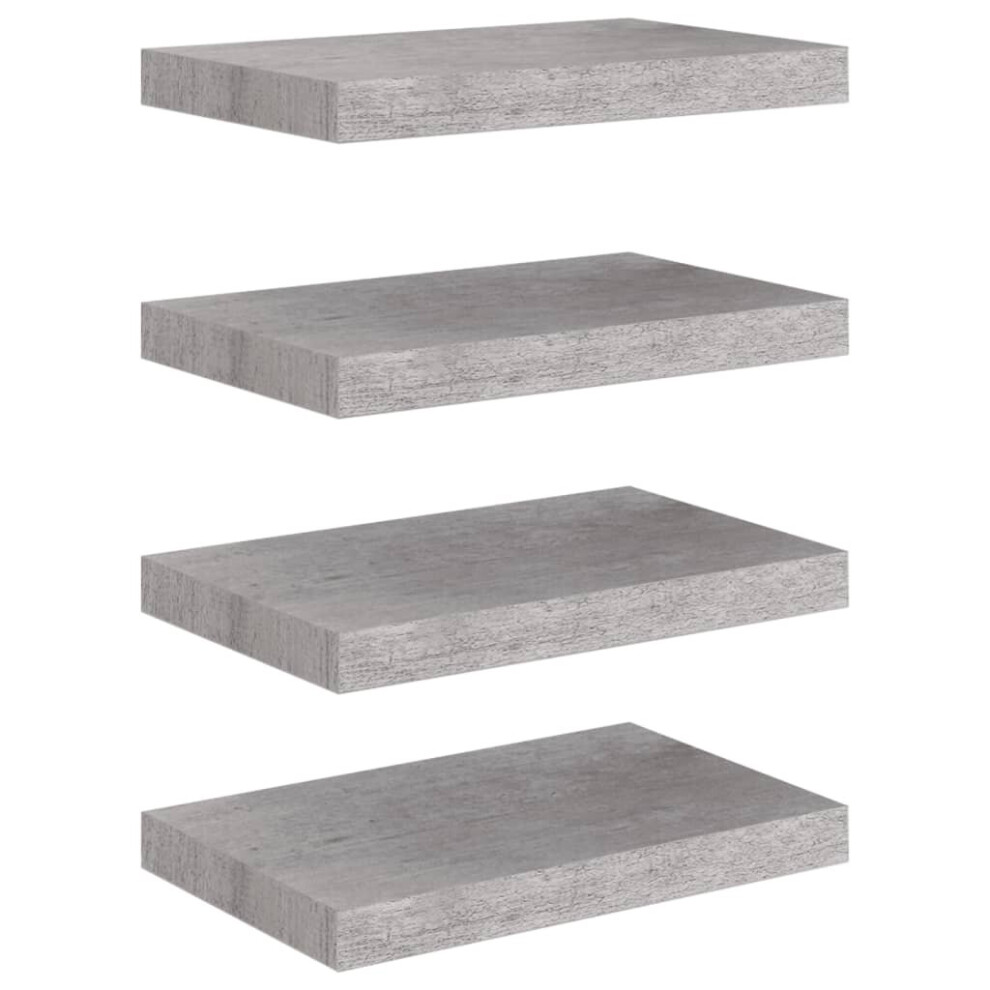 vidaXL 4x Floating Wall Shelves Concrete Grey MDF Bookcase Wall Board CD Rack