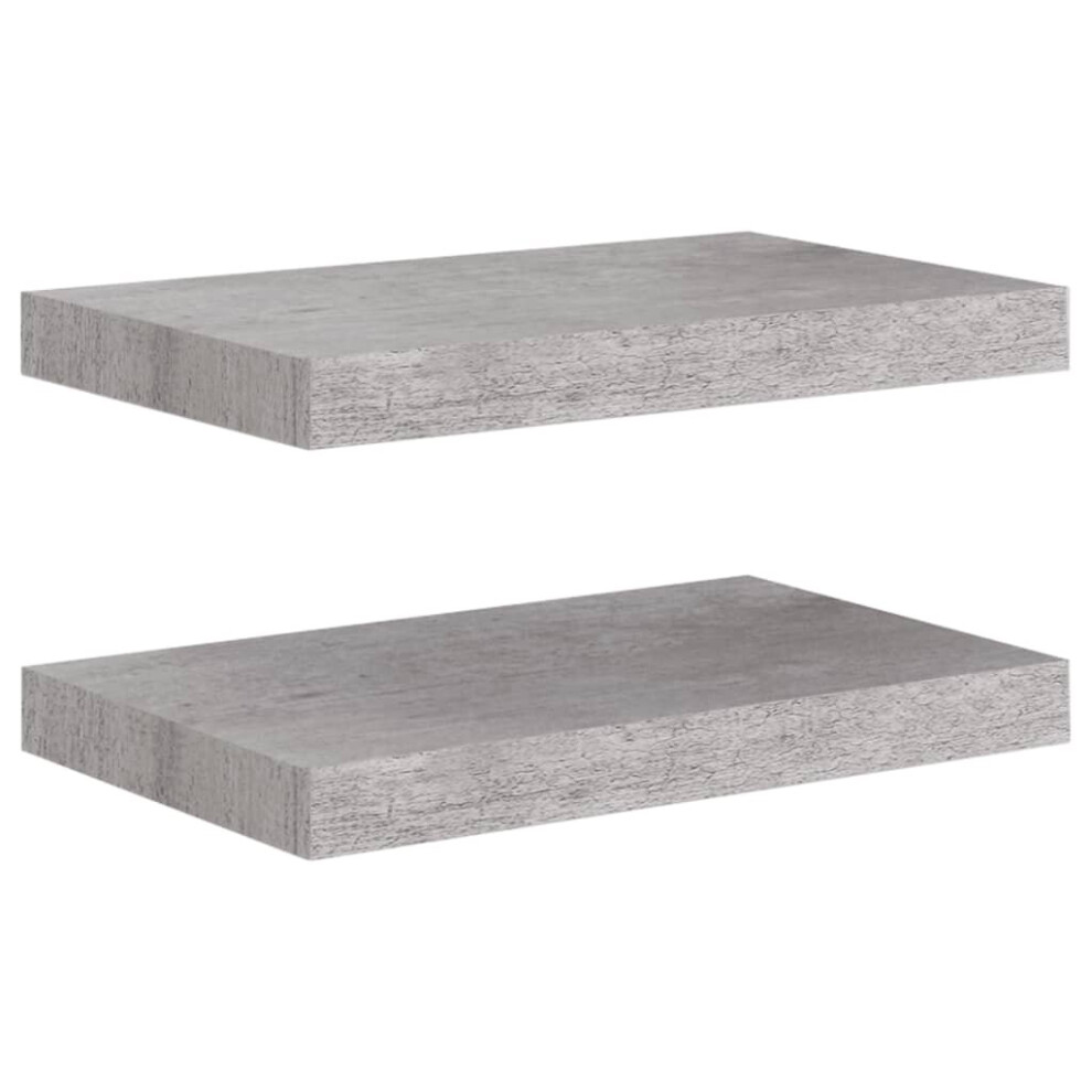 vidaXL 2x Floating Wall Shelves Concrete Grey MDF Bookcase Wall Board CD Rack