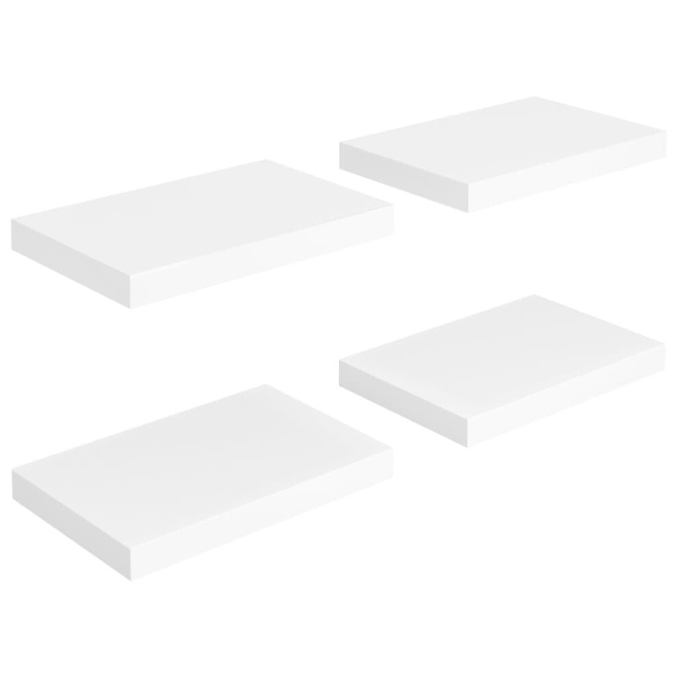 Vidaxl 4X Floating Wall Shelves White 40X23x3.8 Cm Mdf Display Bookcase Ledge