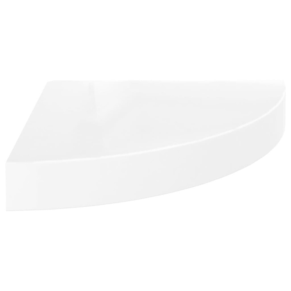 vidaXL Floating Corner Shelf High Gloss White 25x25x3.8 cm MDF Hanging Rack