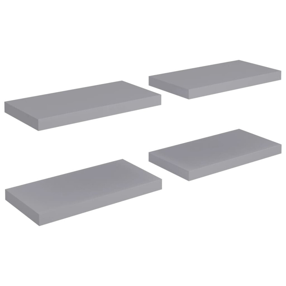 vidaXL 4x Floating Wall Shelves Grey 50x23x3.8 cm MDF Display Bookcase Ledge