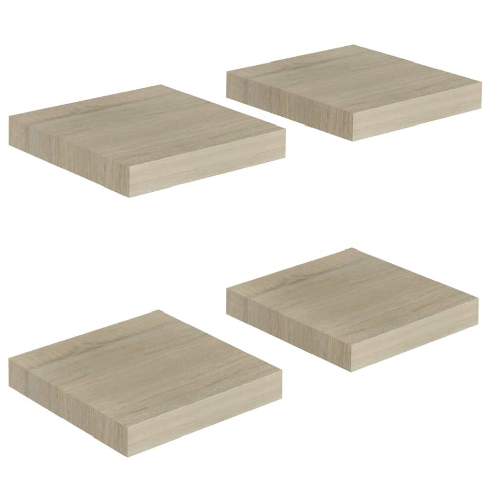 vidaXL 4x Floating Wall Shelves Oak MDF Display Ledge Hanging Wall Rack Board