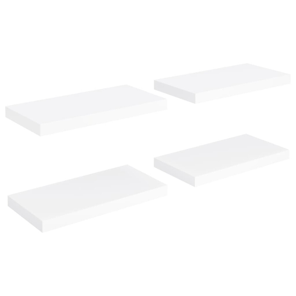 vidaXL 4x Floating Wall Shelves White 50x23x3.8 cm MDF Display Bookcase Ledge