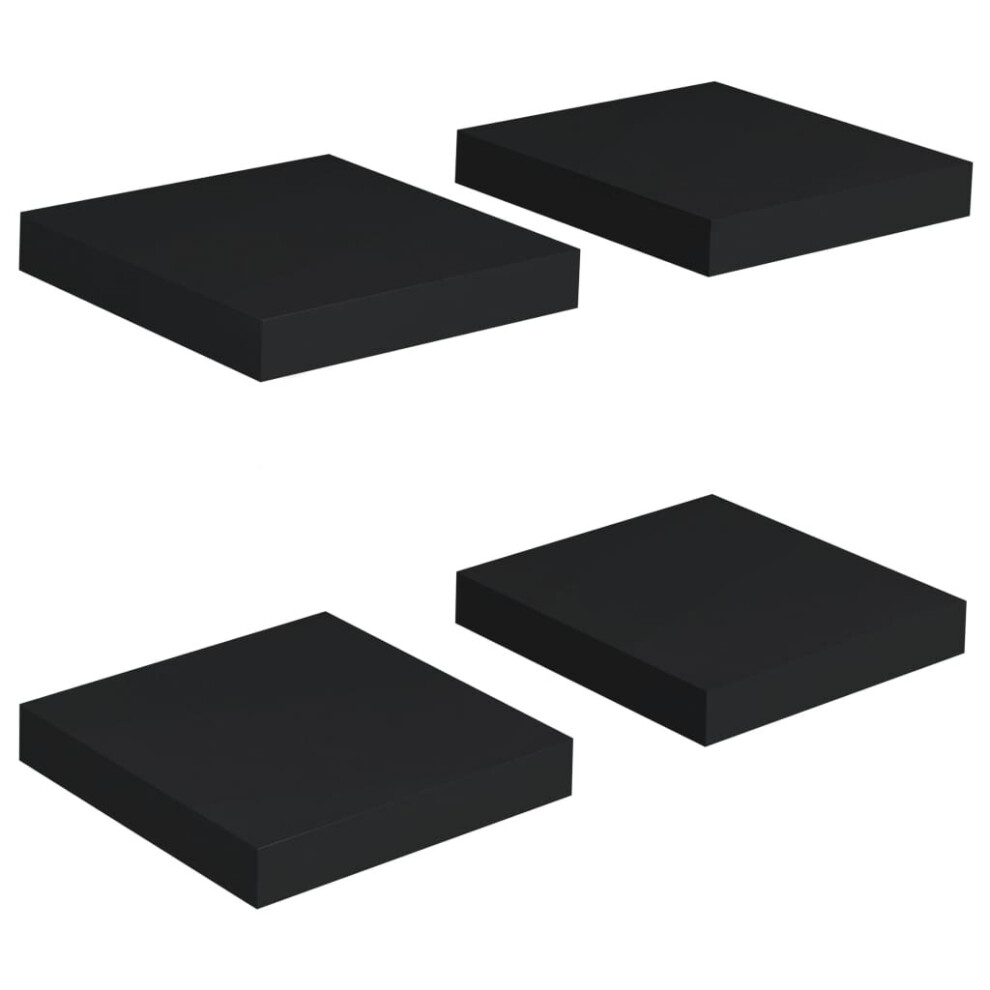 Vidaxl 4X Floating Wall Shelves Black Mdf Display Ledge Hanging Cd Rack Board 8720286074565