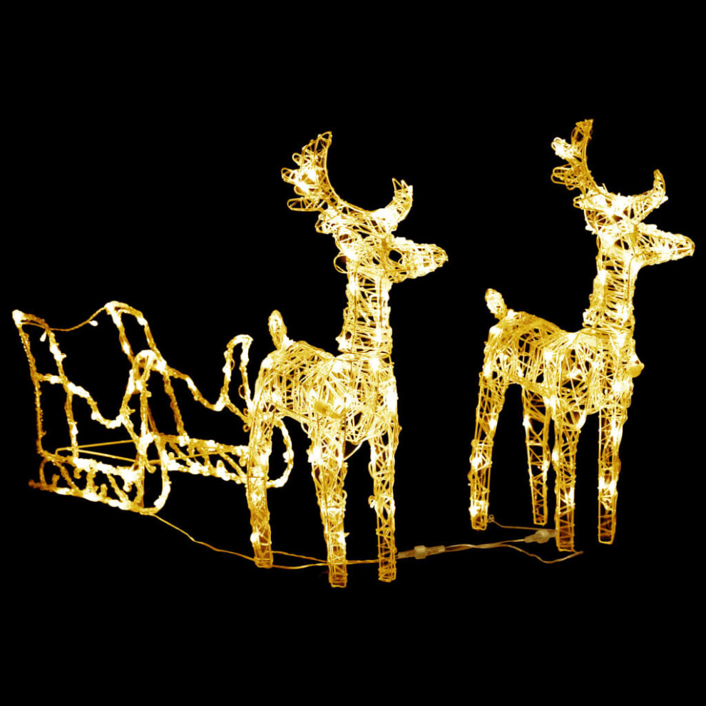 Vidaxl Reindeers & Sleigh Christmas Decoration Acrylic Xmas Glowing Reindeer