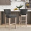 Living And Home (Dark Grey) Set of 2 Height Linen Bar Stools for Kitchen 1