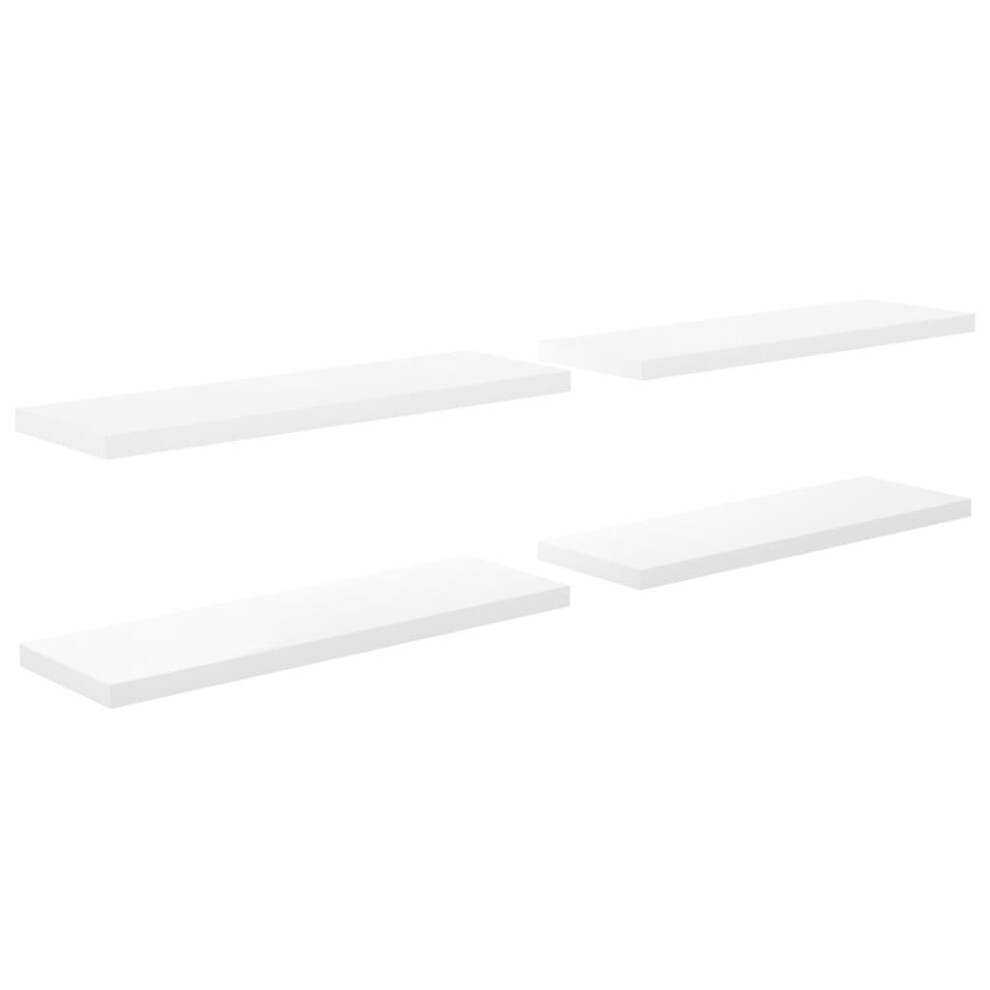 vidaXL 4x Floating Wall Shelves High Gloss White 120x23.5x3.8 cm MDF Display