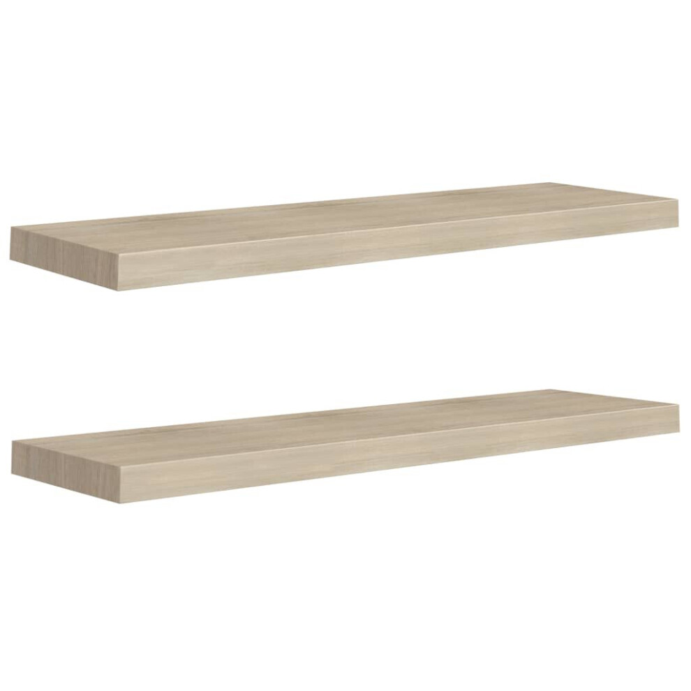 Vidaxl 2X Floating Wall Shelves Oak 90X23.5x3.8 Cm Mdf Display Hanging Rack 8720286075128