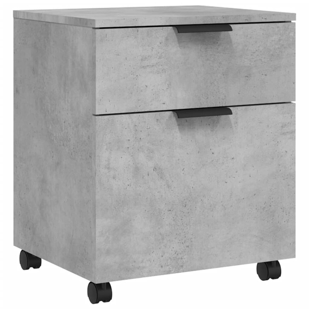 (Concrete grey) vidaXL Mobile File Cabinet with Wheels Desk Storage Cabinet Engineered Wood