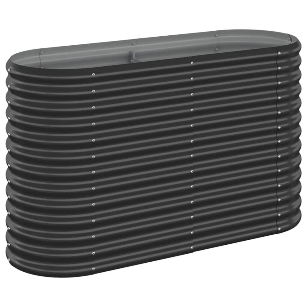 Vidaxl (, 114 X 40 X 68 Cm) Garden Planter Patio Flower Pot Raised Garden Bed Powder-Coated Steel Anthracite