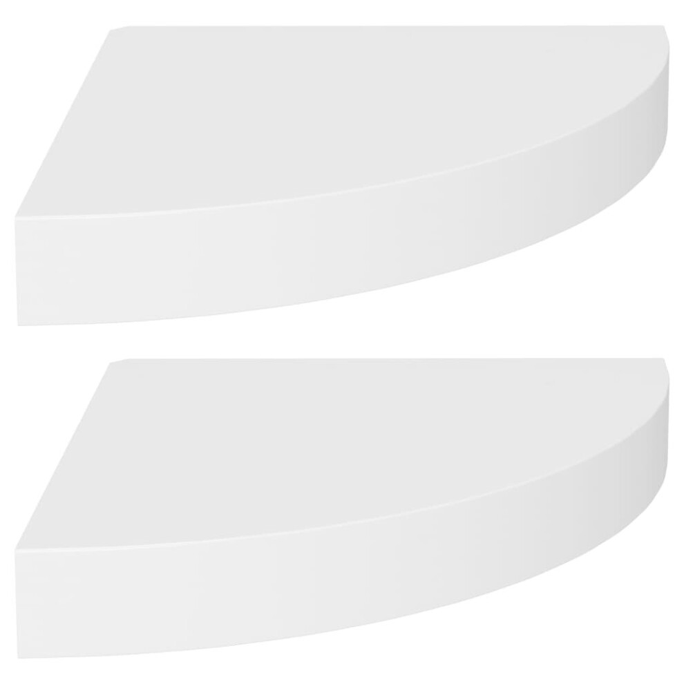 Vidaxl 2X Floating Corner Shelves White 25X25x3.8 Cm Mdf Display Hanging Rack 8720286075272