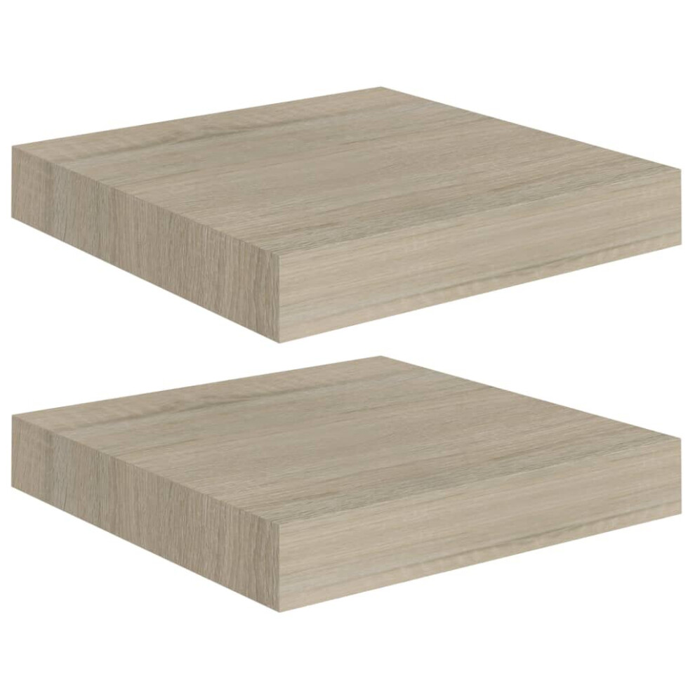 Vidaxl 2X Floating Wall Shelves Oak Mdf Display Ledge Hanging Wall Rack Board