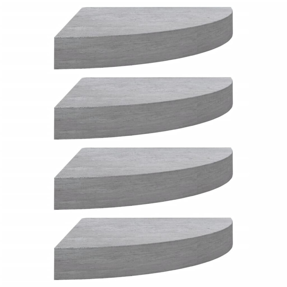 Vidaxl 4X Wall Corner Shelves Concrete Mdf Hanging Wall Display Shelf Grey