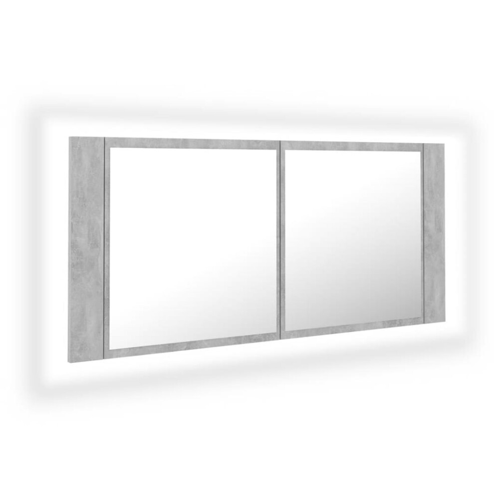 vidaXL LED Bathroom Mirror Cabinet Concrete Grey 100x12x45 cm Acrylic Mirror