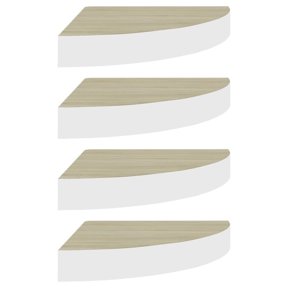 Joom Mobelmall Braun Vidaxl Eck-Schweberegale 4 Stk. Eichen-Optik Und Weiß 25X25x3,8 Cm Mdf - Bild 2