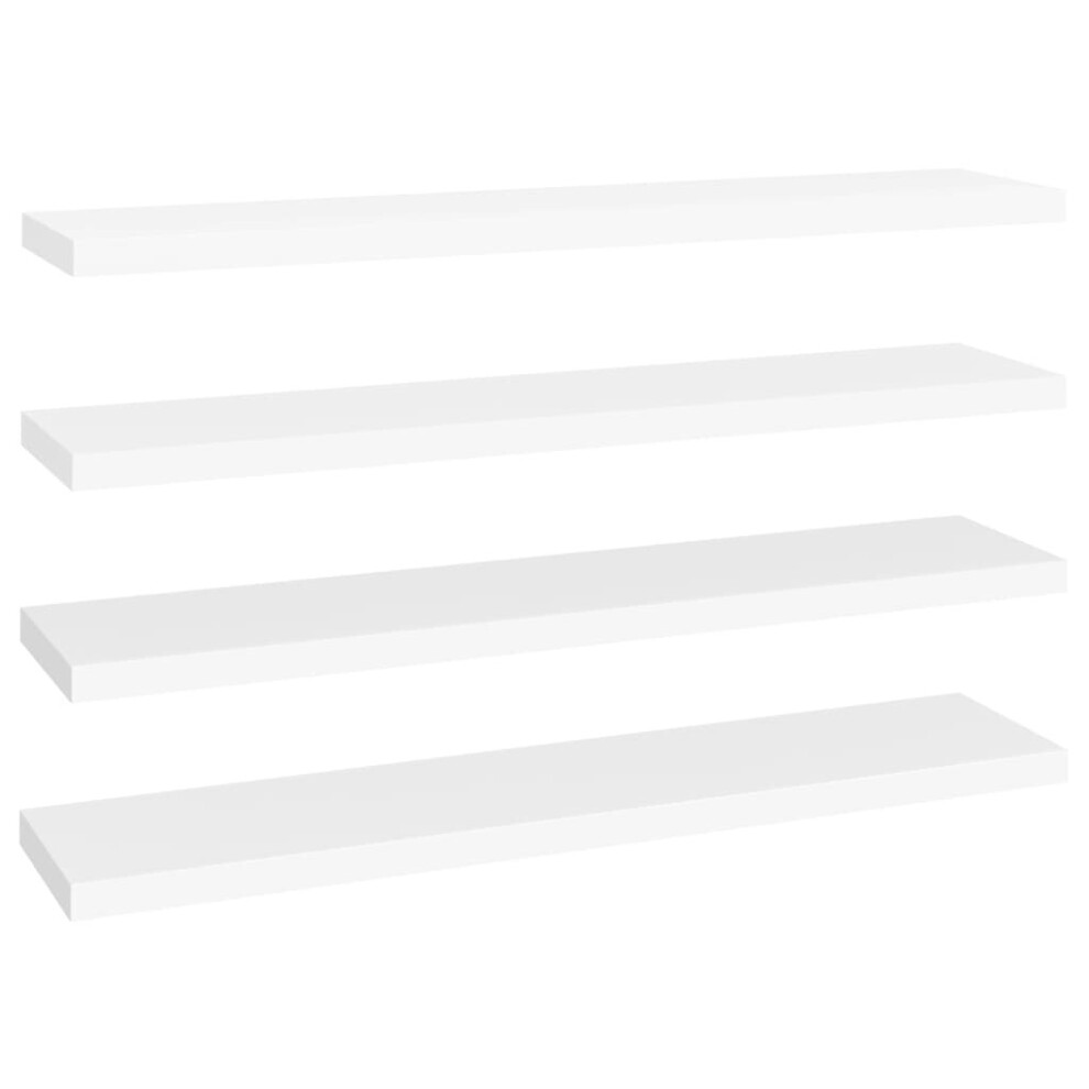 vidaXL 4x Floating Wall Shelves White 120x23.5x3.8 cm MDF Display Hanging Rack