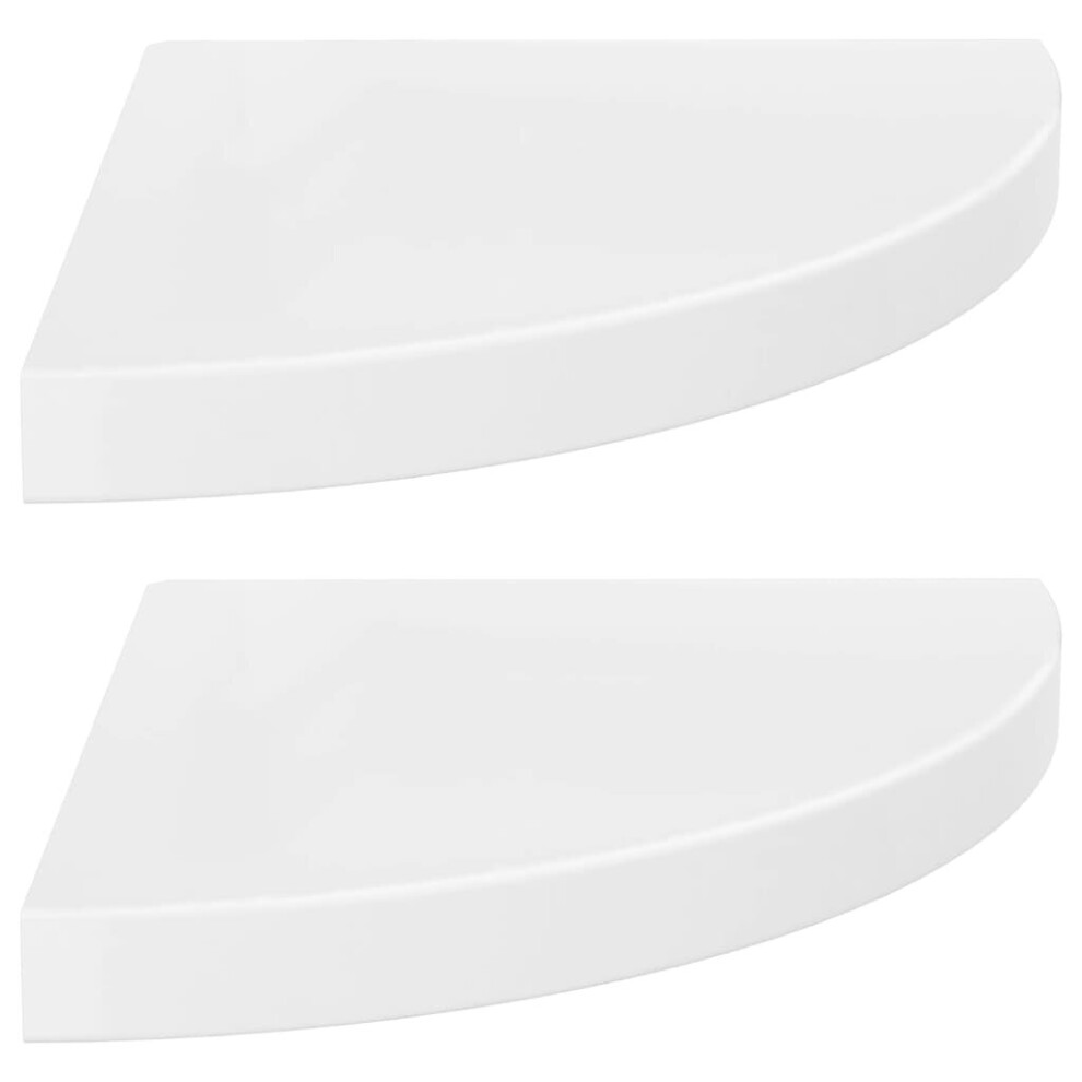 Vidaxl 2X Floating Corner Shelves High Gloss White Mdf Display Unit Bookcase 8720286075395