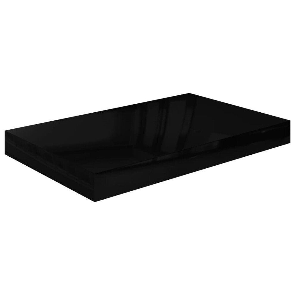 vidaXL Floating Wall Shelf High Gloss Black 40x23x3.8 cm MDF Bookcase Display