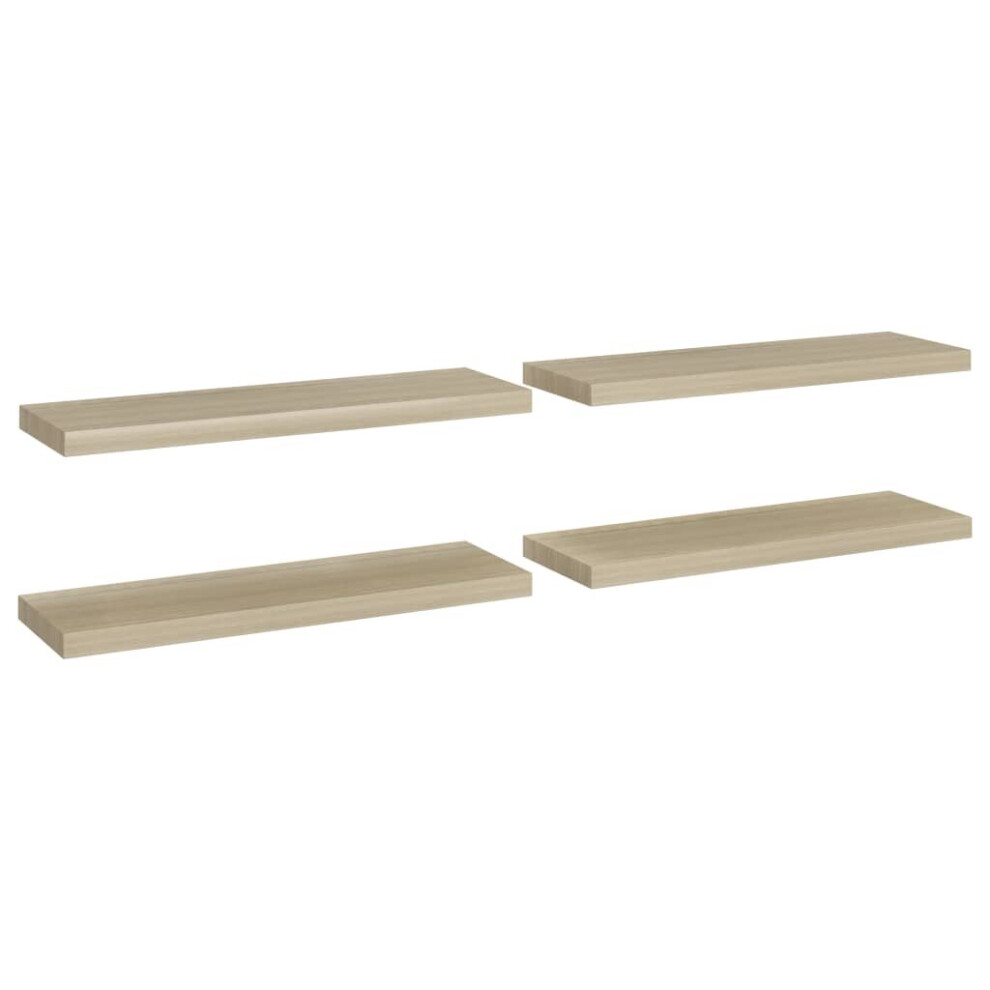 vidaXL 4x Floating Wall Shelves Oak 80x23.5x3.8 cm MDF Display Hanging Rack