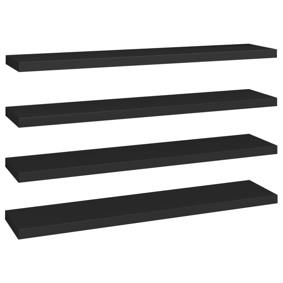 Vidaxl Schwarz Floating Wall Shelves 4 Pcs Black 120X23,5X3,8 Cm Mdf - Bild 2