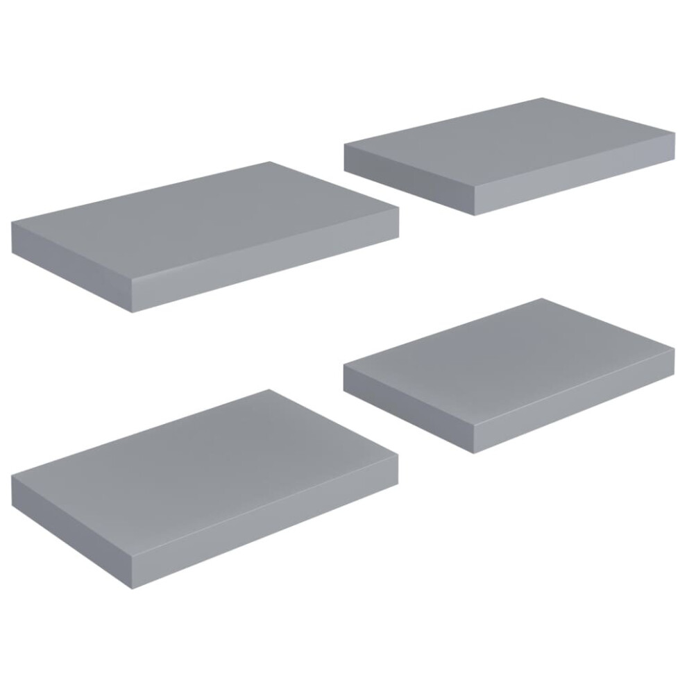 vidaXL 4x Floating Wall Shelves Grey 40x23x3.8 cm MDF Display Bookcase Ledge