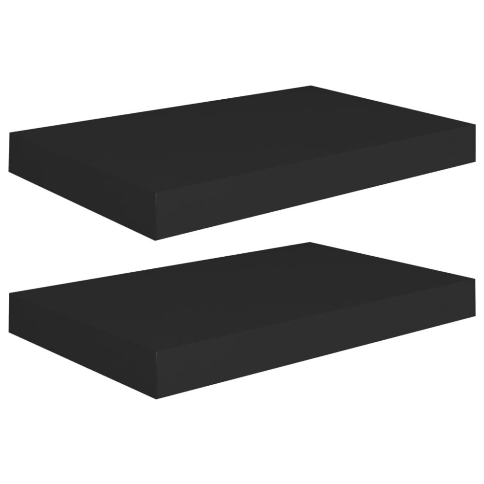 Vidaxl 2X Floating Wall Shelves Black 40X23x3.8 Cm Mdf Display Bookcase Ledge