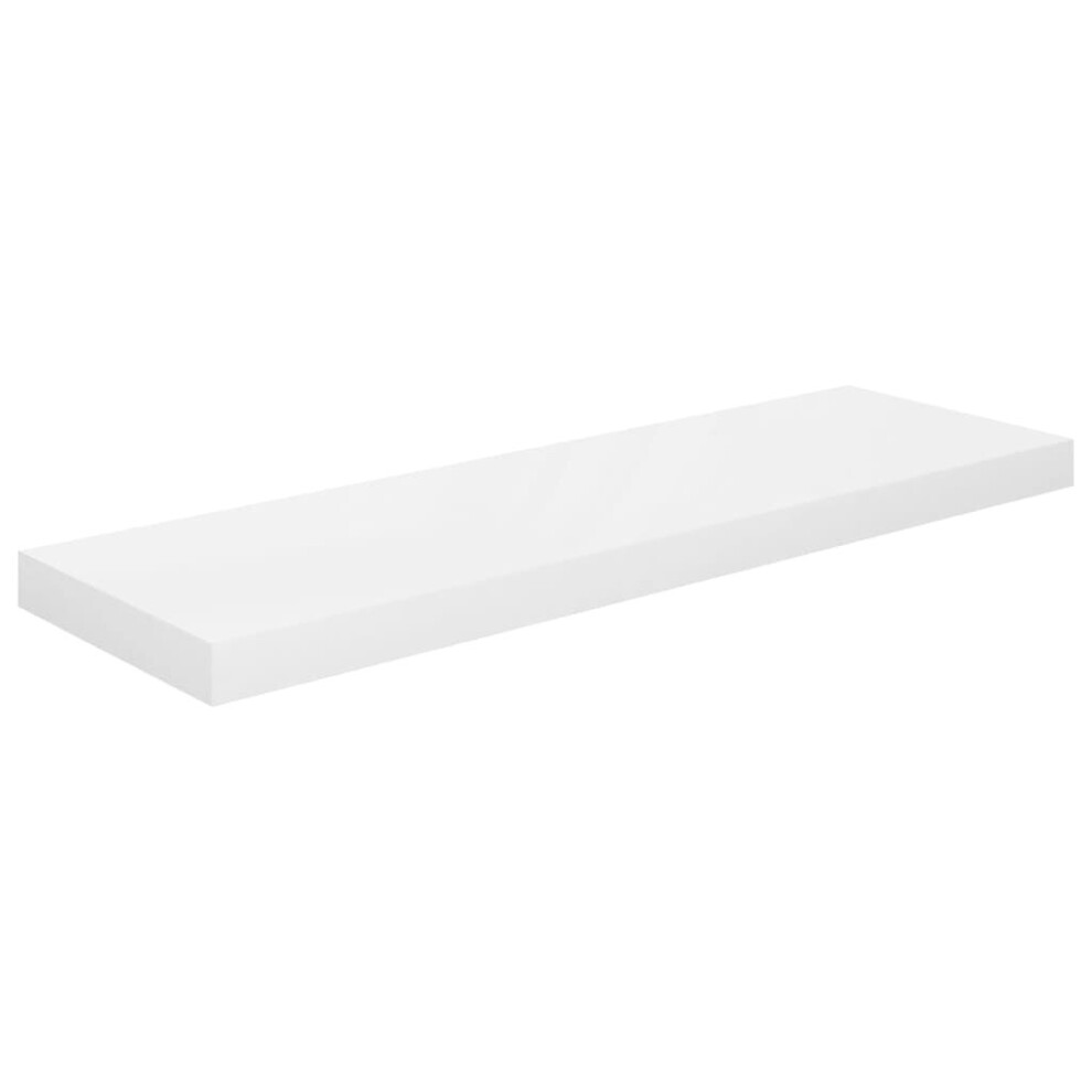 vidaXL Floating Wall Shelf High Gloss White 80x23.5x3.8 cm MDF Home Bookcase