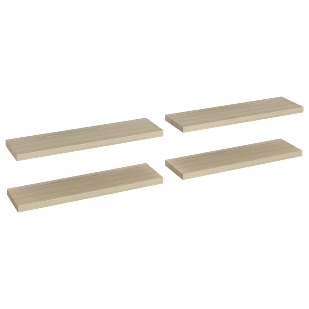 Vidaxl 4X Floating Wall Shelves Oak 90X23.5x3.8 Cm Mdf Display Hanging Rack 8720286075135