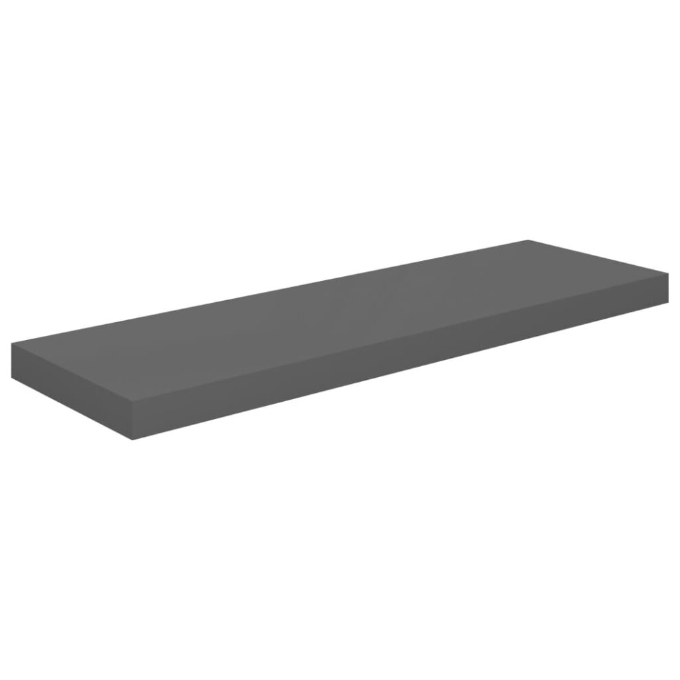 vidaXL Floating Wall Shelf High Gloss Grey 80x23.5x3.8 cm MDF Bookcase Display