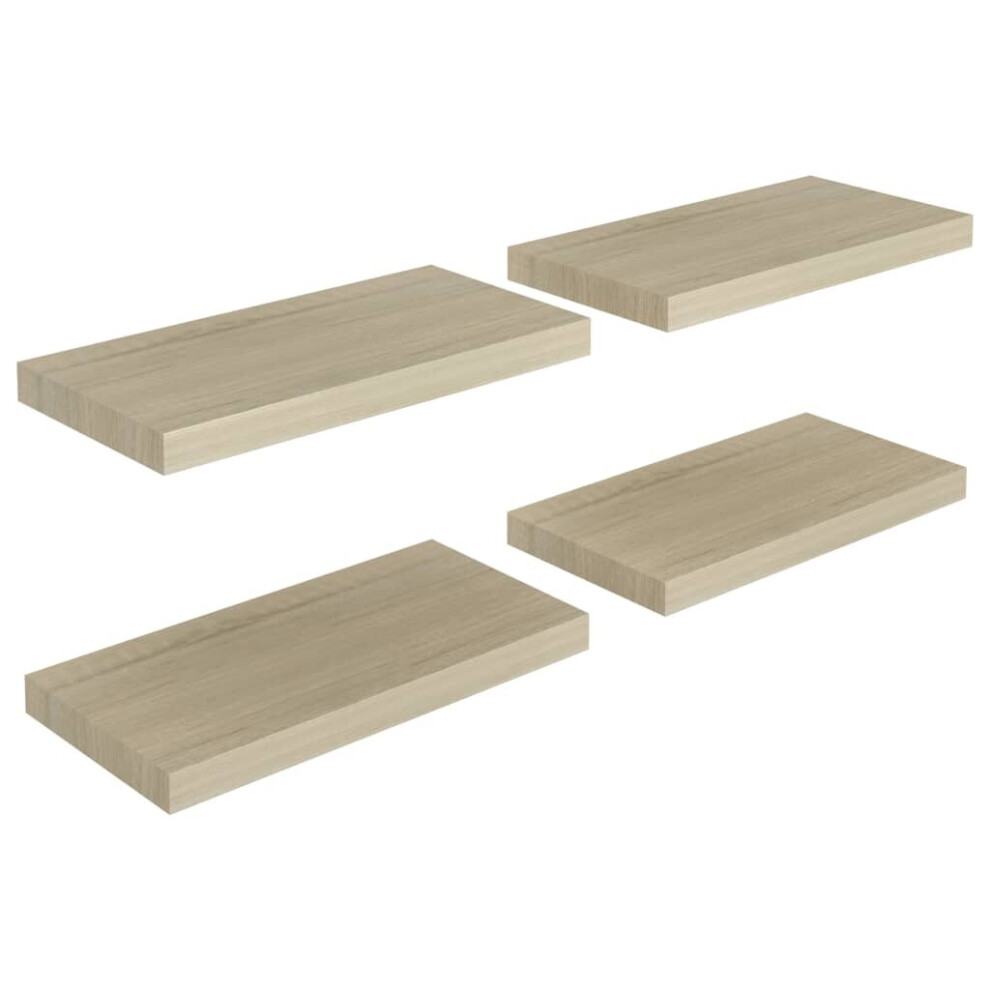 Vidaxl 4X Floating Wall Shelves Oak 50X23x3.8 Cm Mdf Display Bookcase Ledge