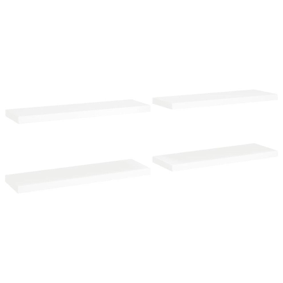 vidaXL 4x Floating Wall Shelves White 80x23.5x3.8 cm MDF Display Hanging Rack