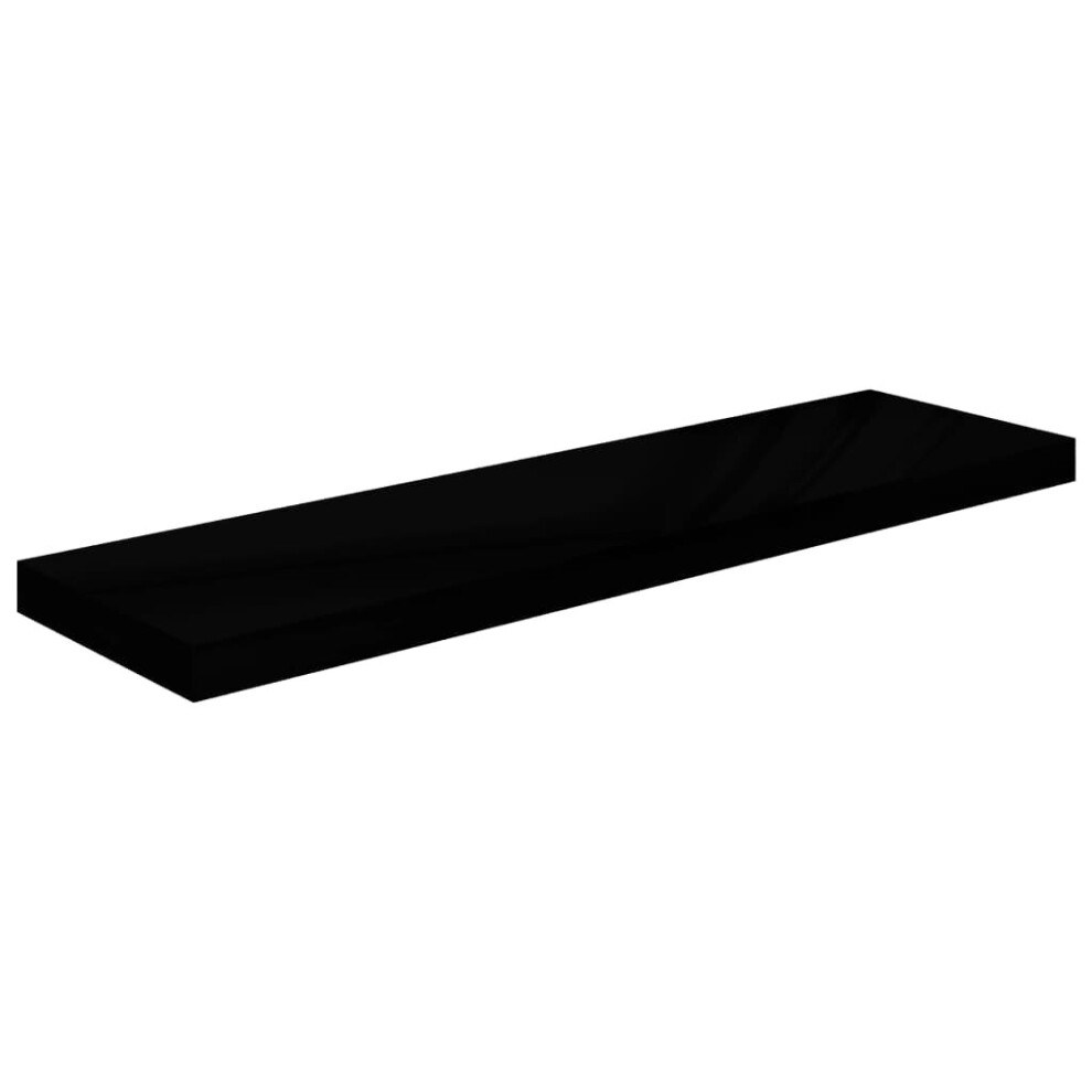 vidaXL Floating Wall Shelf High Gloss Black 90x23.5x3.8 cm MDF Display Rack