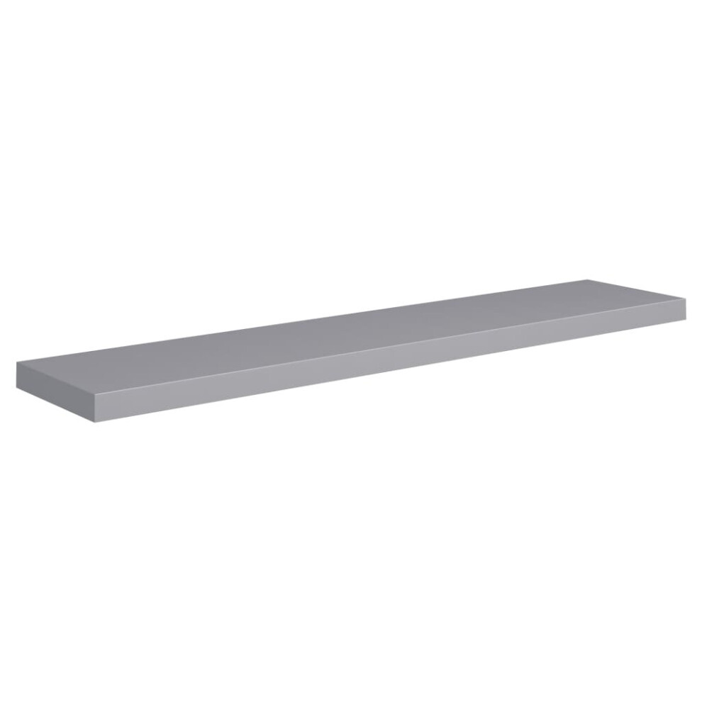 vidaXL Floating Wall Shelf Grey 120x23.5x3.8 cm MDF Display Book Hanging Rack