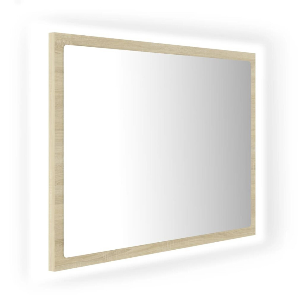 Vidaxl Led Bathroom Mirror Sonoma Oak 60X8.5x37 Cm Acrylic Washroom Mirror