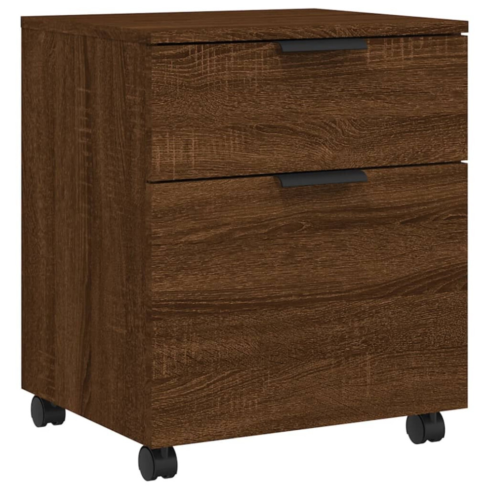 (Brown oak) vidaXL Mobile File Cabinet with Wheels Desk Storage Cabinet Engineered Wood