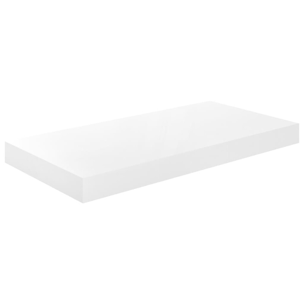 vidaXL Floating Wall Shelf High Gloss White 50x23x3.8 cm MDF Bookcase Display