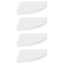 vidaXL 4x Floating Corner Shelves - High Gloss White MDF Display Unit, Invisible Mounting, 5 kg each (Code 323909)