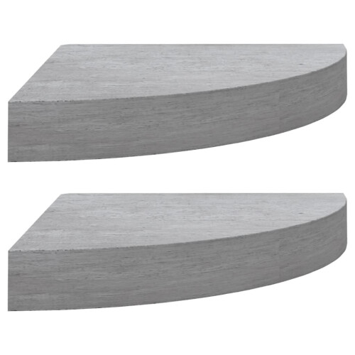 VidaXL vidaXL 2x Wall Corner Shelves Concrete Grey MDF Hanging Wall Display Shelf